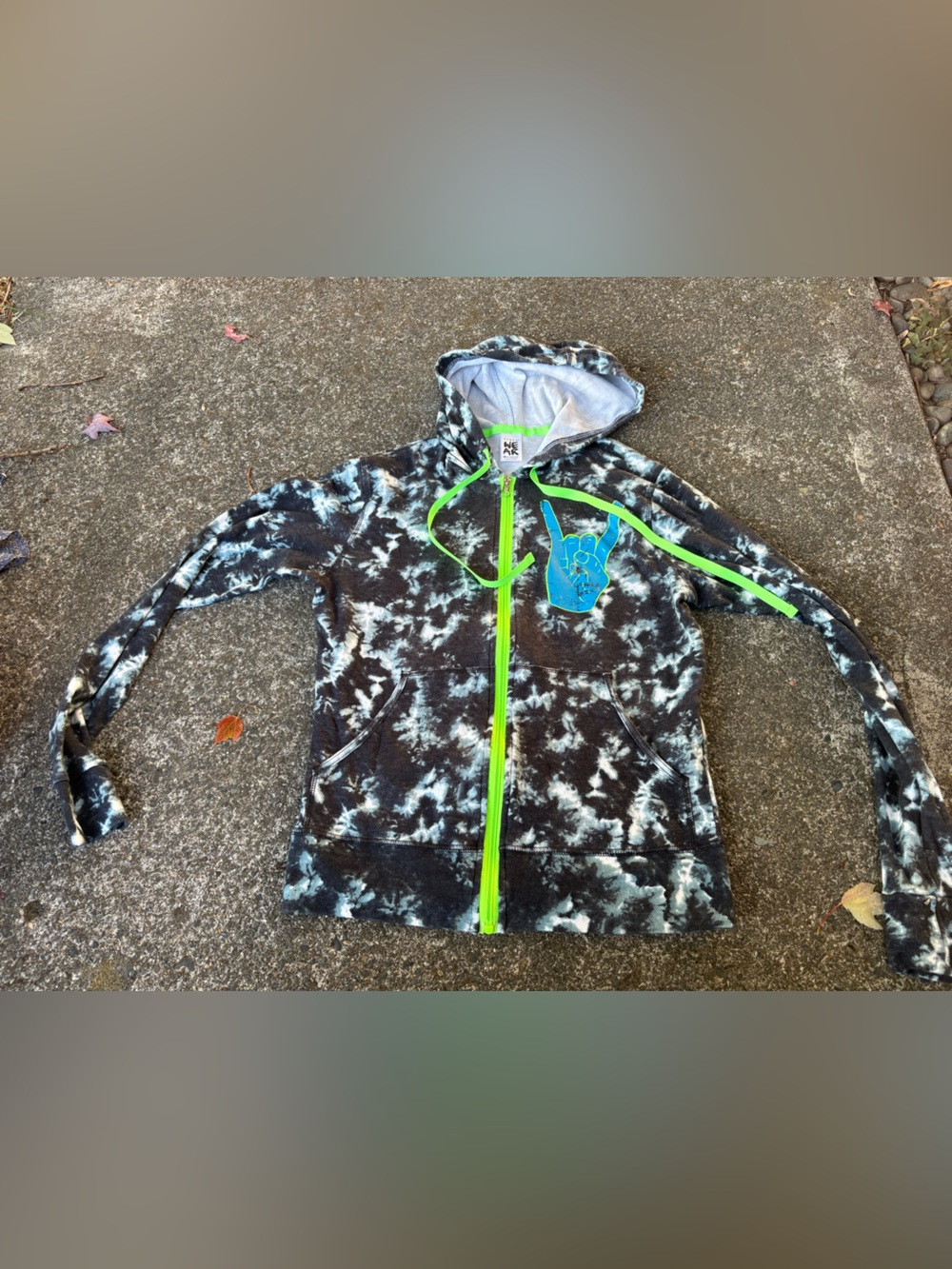 Kids Tie-Dye Hooded Swim Cover-Up with Neon Trim